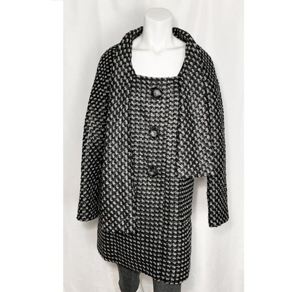 MARC JACOBS Metallic Tweed Coat With Built In Scarf - Picture 4 of 12